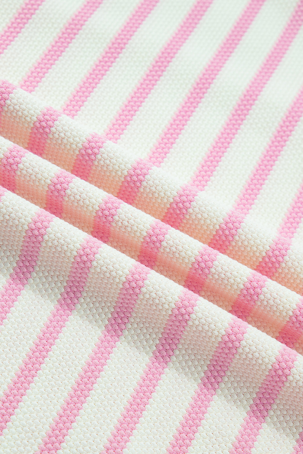 Pink Stripe Ruffled Short Sleeve Patchwork Blouse