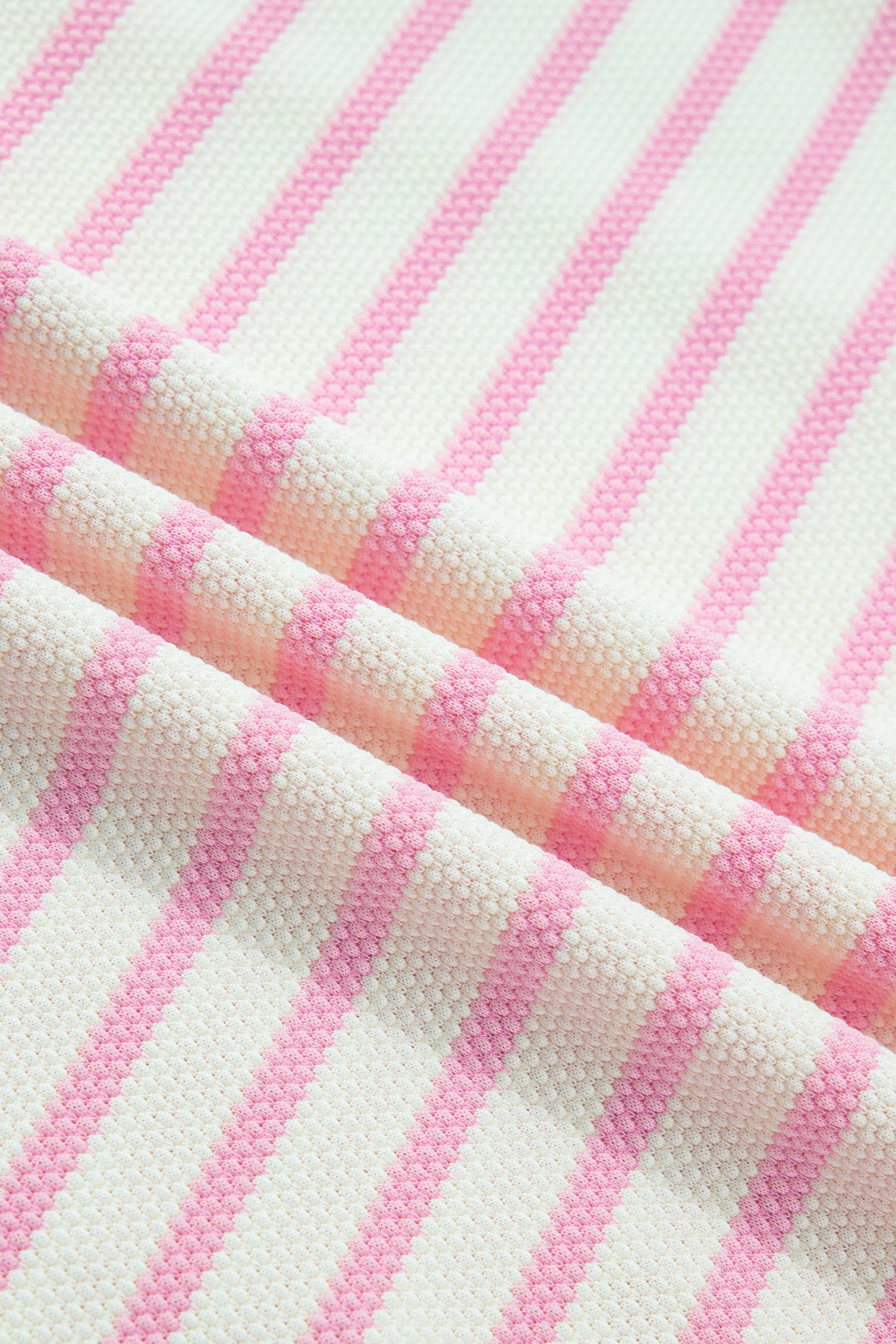 Pink Stripe Ruffled Short Sleeve Patchwork Blouse