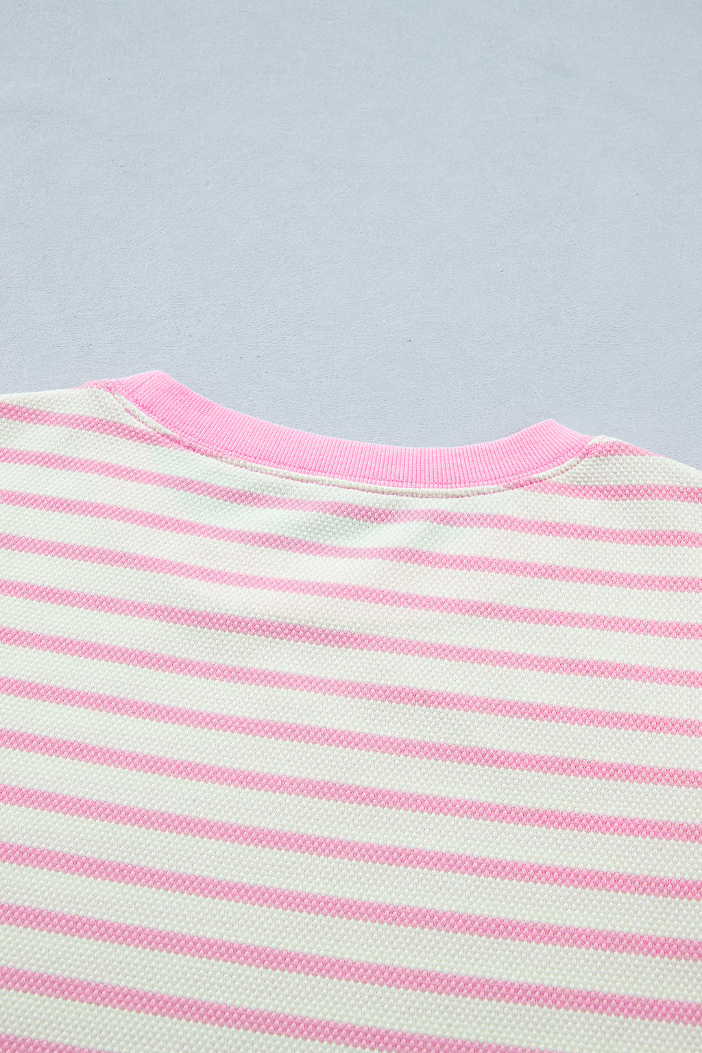 Pink Stripe Ruffled Short Sleeve Patchwork Blouse