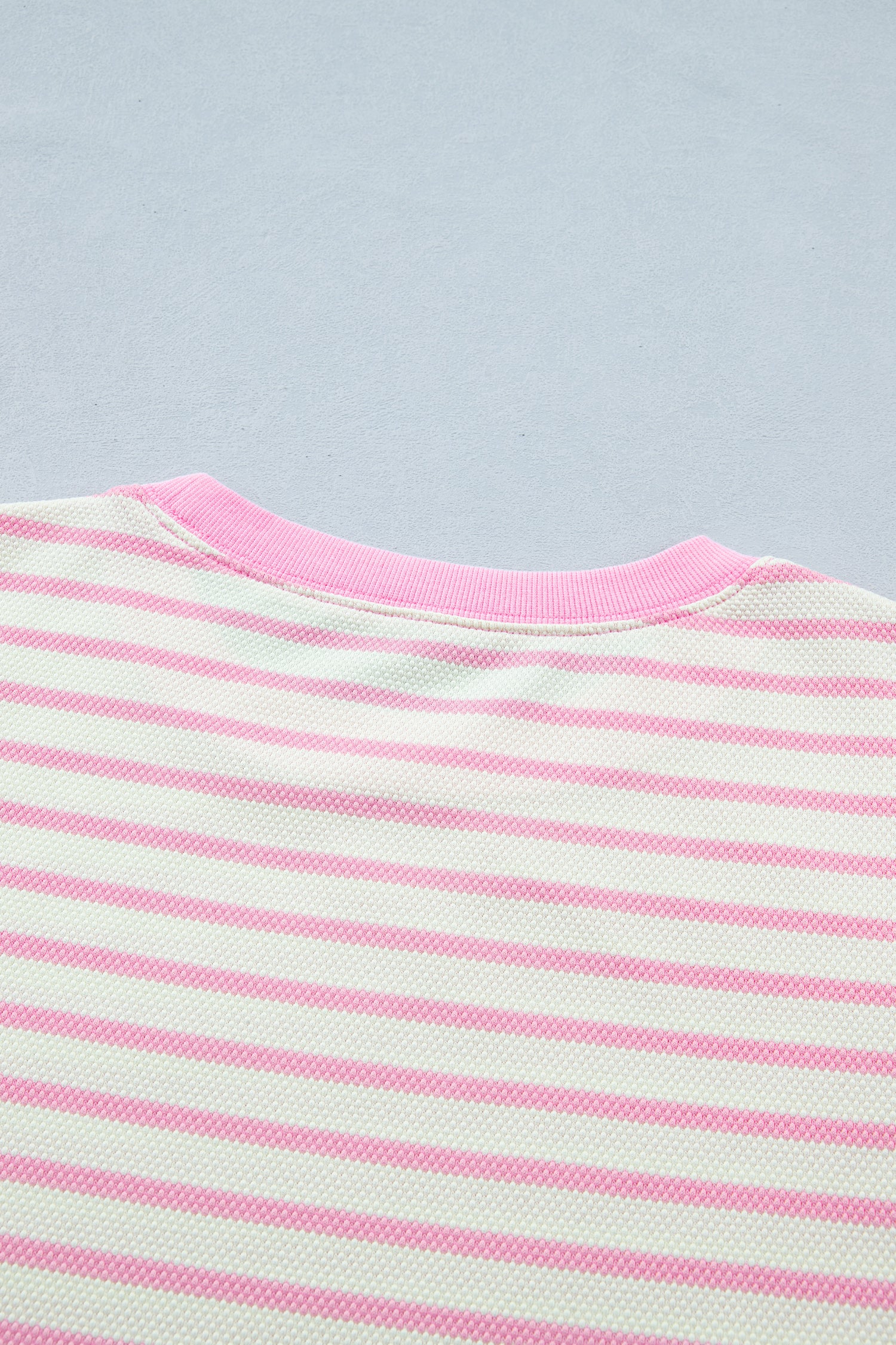 Pink Stripe Ruffled Short Sleeve Patchwork Blouse